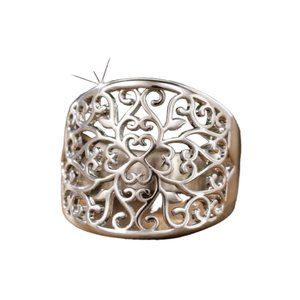 Pipi Tree Silver Scrollwork Ring Size 9 NWOT